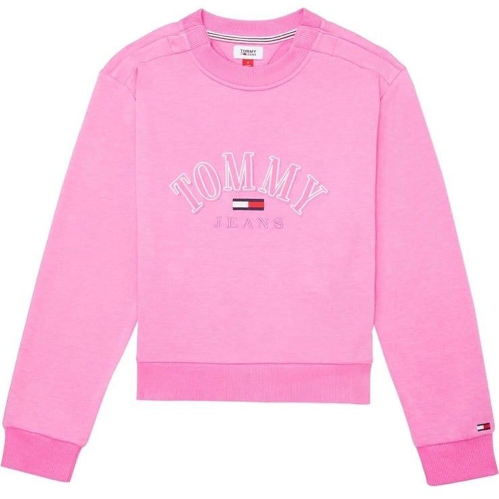 Tommy Hilfiger jeans embroidered crop sweatshirt  hot pink